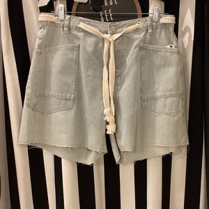 Aaron & Amber Striped Gray Women's Shorts